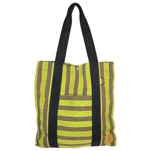 Goodee x Cartiera EFI Bassi Cotton Canvas Shopper Market Tote Green Stripe